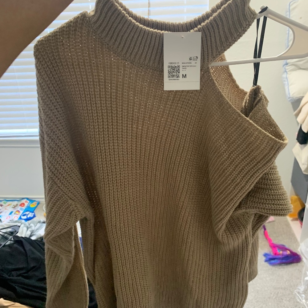Asymmetrical open shoulder  sweater